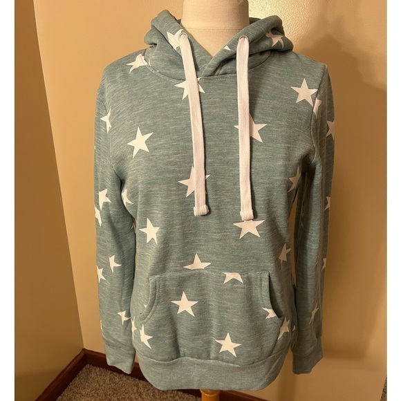 Reflex Blue/Green Heathered Hooded Sweatshirt Sz M NWOT - Picture 1 of 5